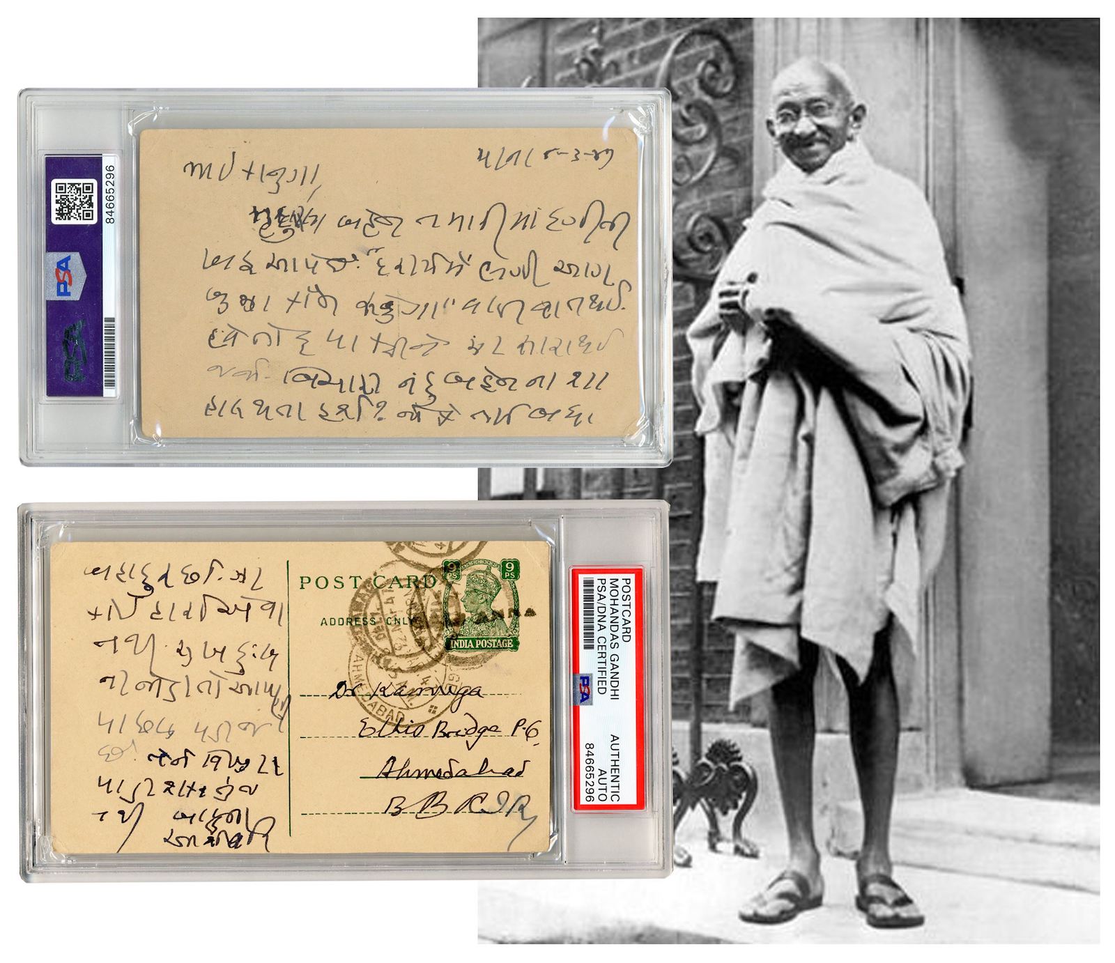 PSA/DNA certified autograph letter signed by Mahatma Gandhi (as “Bapu”), five months before Indian Independence and ten months before Gandhi’s assassination (est. $8,500-$9,500).