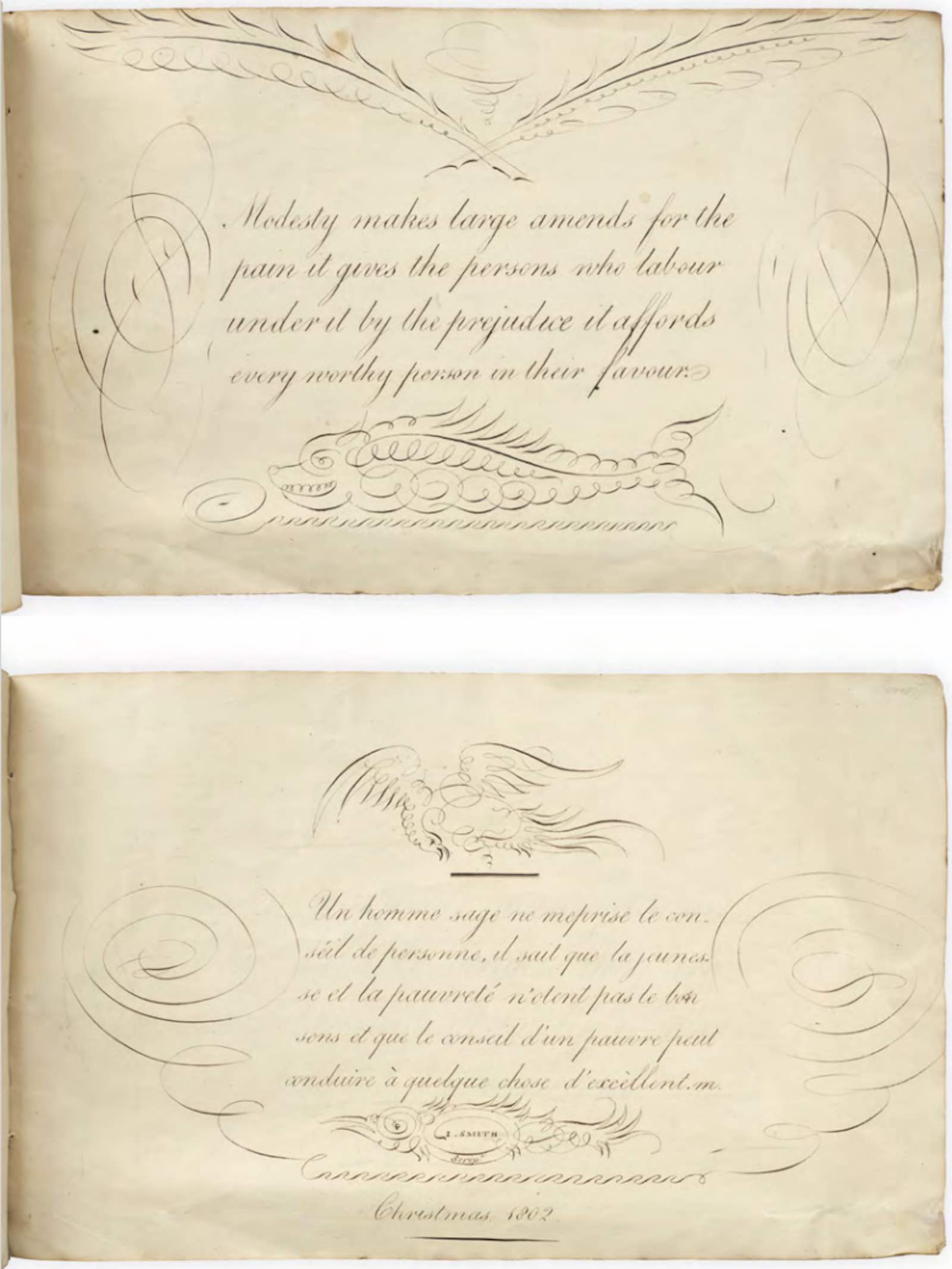 An album of Christmas calligraphy by John Smith, Christmas, 1802.