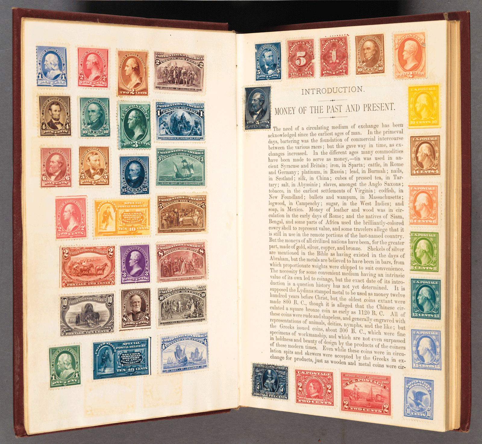 stamps on book