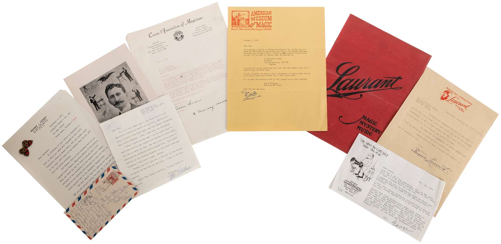 a collection of magician’s correspondence and autographs also from the estate of Ray Goulet