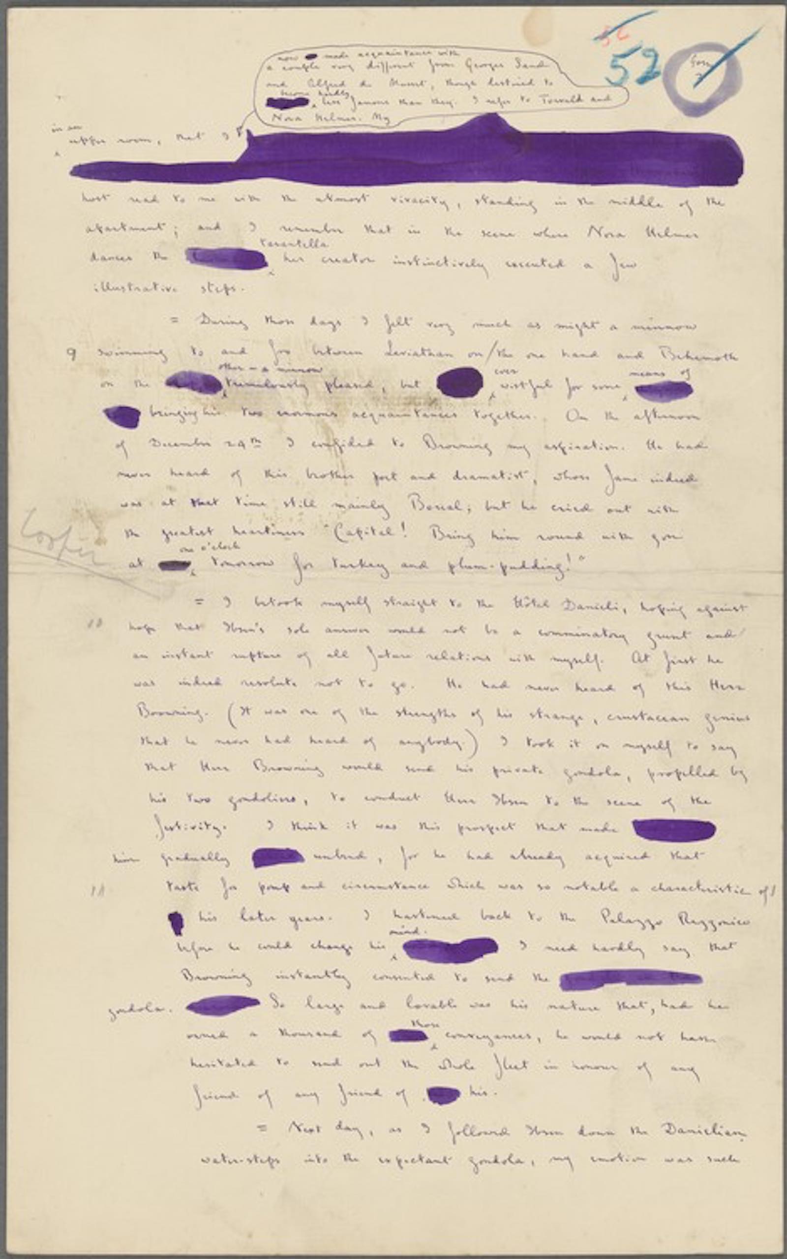 Draft of "A recollection by Edm*nd G*sse" from A Christmas Garland