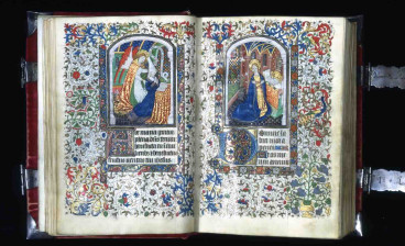 The Annunciation Featuring the Book’s Female Patron, Book of Hours, Belgium (Hainaut), ca. 1450‒1460. Ink, paint, and gold on parchment.