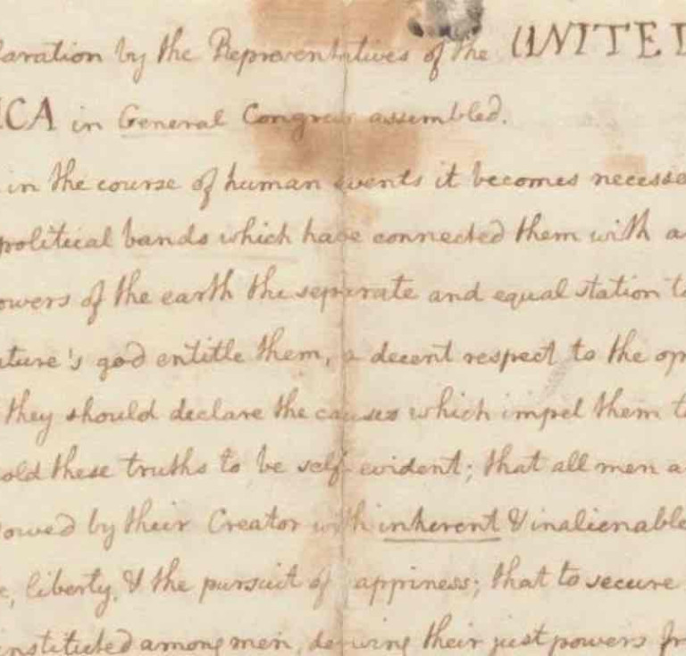 Thomas Jefferson, fair copy of the Declaration of Independence